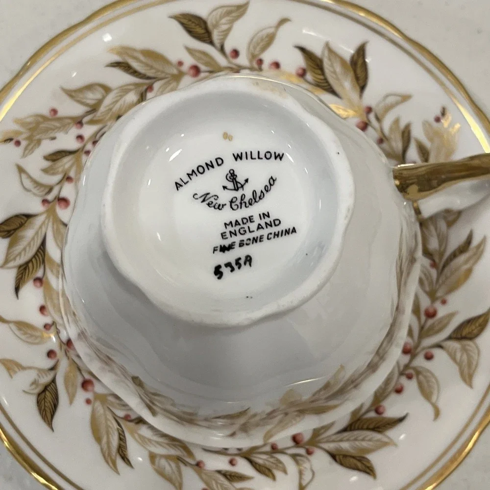 Vintage Royal Chelsea Almond Willow Cup Teacup And Saucer EUC Bone China
